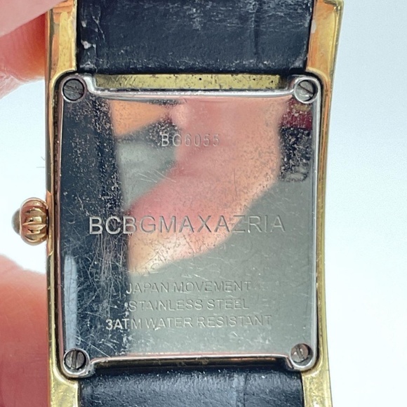 BCBGMAXAZRIA Stainless Steel Back Genuine Leather Band Watch